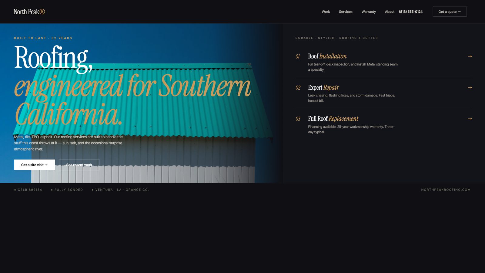 North Peak Roofing — cinematic roofing website